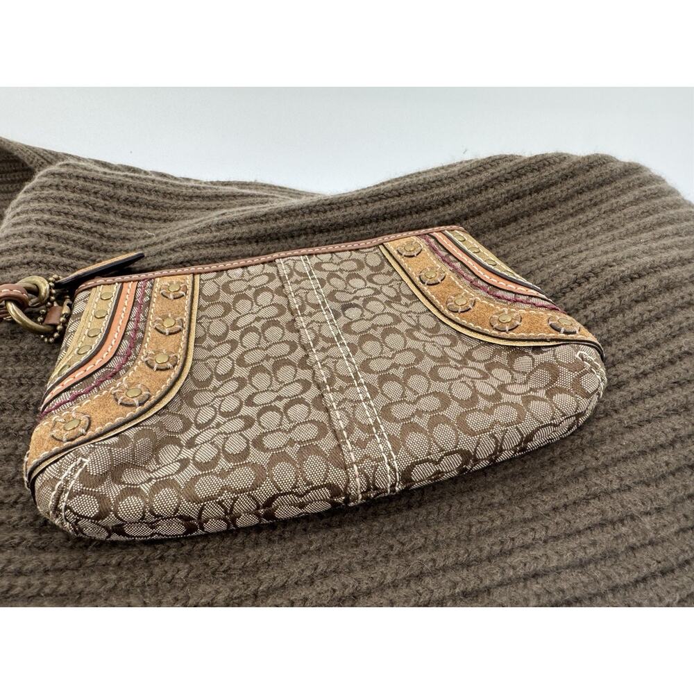 Coach Vintage Studded Soho Signature Wristlet In Tan And Brown Gold Western Boho - Picture 4 of 5